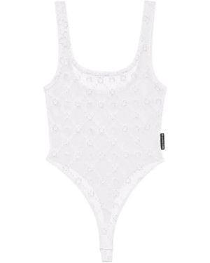 Marine Serre Body Smanicato Con Scollo Quadrato - Bianco