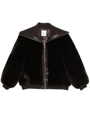 Sandro Faux-fur High-neck Jacket - Black