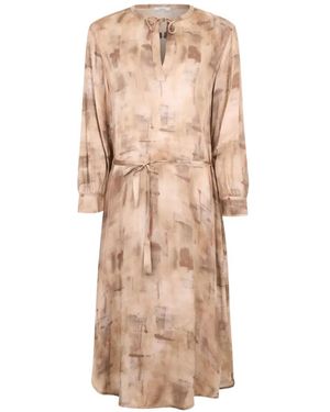 Peserico Geometric V-Neck Dress - Natural