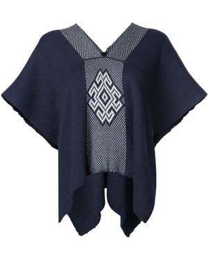 Voz Top Con Cuello En V Y Manga Drapeada - Azul