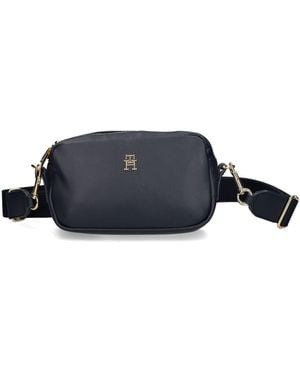 Tommy Hilfiger Schultertasche Mit Logo-Schild - Blau