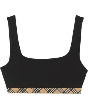 Burberry Check Trim Bikini Top - Gray