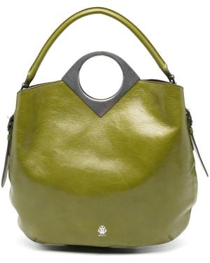 Bally Anni Moon Circular-Handle Leather Tote Bag - Green