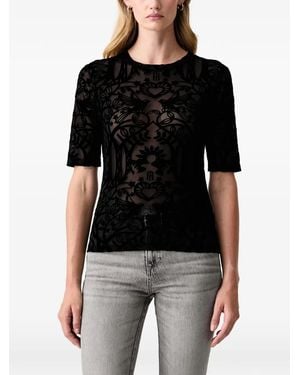Fracomina Velvet-Flocked T-Shirt - Black