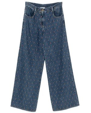 forte_forte Embroidered Wide-Leg Jeans - Blue