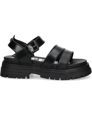 Buffalo Platform Buckle Sandals - Black