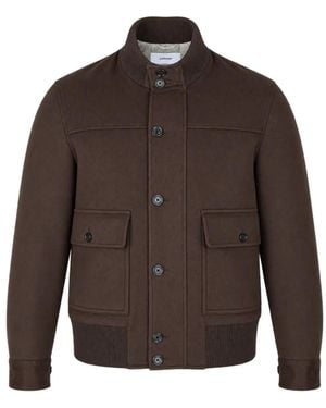 Lardini Ribbed-Trim Button-Up Jacket - Brown