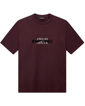 Emporio Armani Logo-Print Crew-Neck T-Shirt - Purple