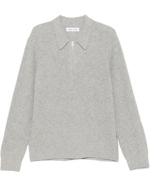 Samsøe & Samsøe Polo De Canalé Con Media Cremallera - Gris