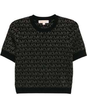 Michael Kors Metallic Logo Jacquard Top - Black