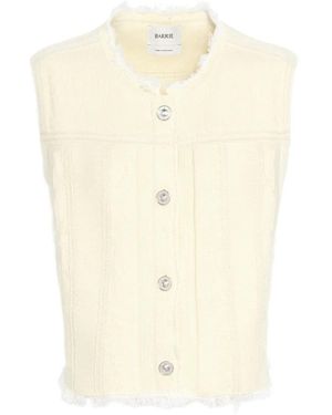 Barrie Denim Fringed Waistcoat - White