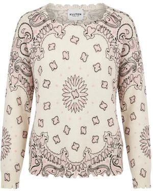 Kujten Pull Mela Bandana Bico Paisley-Print Cashmere Sweater - White
