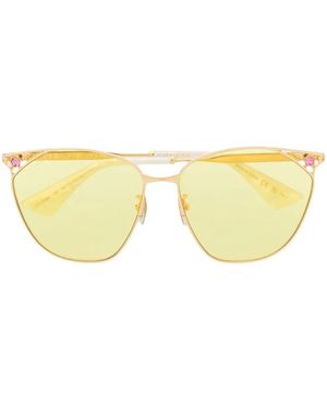 Gucci ラウンドフレーム サングラス - イエロー