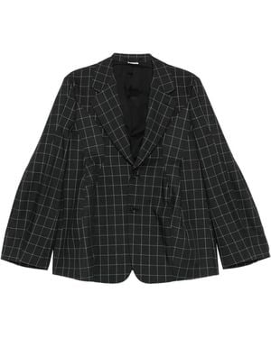 Comme des Garçons Windowpane Check Tailored Blazer - Black
