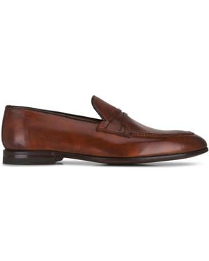 Bontoni Festoso Almond-Toe Leather Loafers - Brown