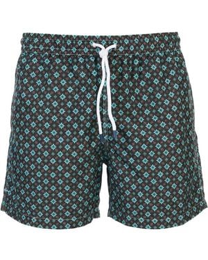 Fedeli Geometric-Print Swim Shorts - Green
