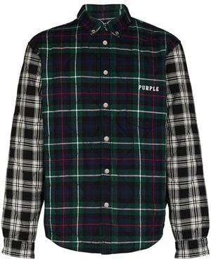 Purple Brand Plaid Logo Quilted Shirt - Black