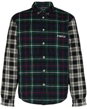 Purple Brand Plaid Logo Quilted Shirt - Green