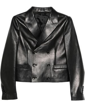 Tom Ford Veste En Cuir À Boutonnière Croisée - Black