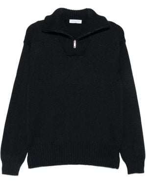 Daniele Fiesoli Ribbed-Knit Half-Zip Jumper - Black