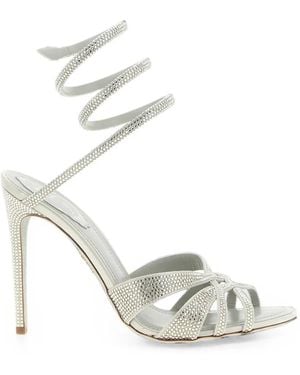 Rene Caovilla Dania Crystal-Embellished Sandals - White