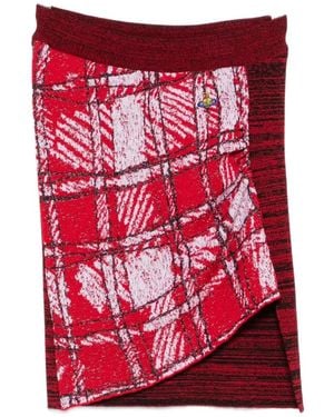 Vivienne Westwood Check-Panel Asymmetric Mini Skirt - Red