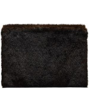 Loulou de Saison Pochette Flint En Fourrure Artificielle - Black