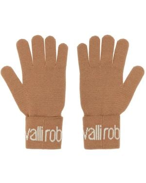 Roberto Cavalli Wool-Blend Logo Gloves - White