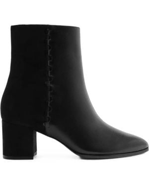 Alexandre Birman Jesse Whipstitch-Trim Ankle Boots - Black