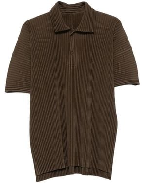 Homme Plissé Issey Miyake Pleated Short-Sleeve Polo Shirt - Brown