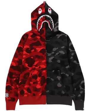 A Bathing Ape Colour Camo Shark Hoodie - Red