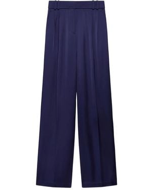 Another Tomorrow Pantalon Satiné À Plis - Bleu