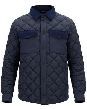 Save The Duck Quilted Corduroy-Collar Jacket - Blue