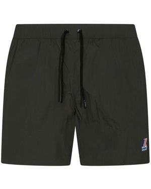 K-Way Le Vrai Olivier Drawstring Logo Swim Shorts - Black
