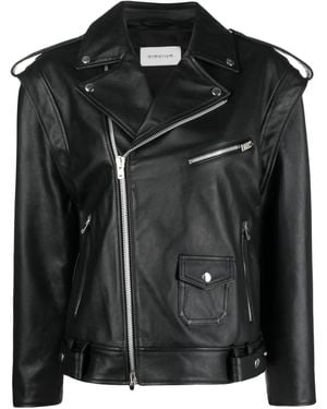 ARMARIUM Off-Centre Zip Leather Jacket - Black