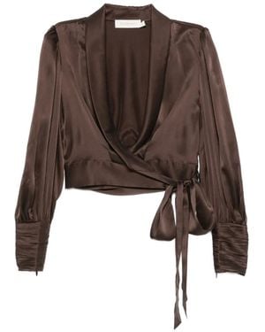 Zimmermann Blusa Con Diseño Cruzado - Marrón