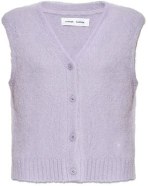 Samsøe & Samsøe Buttoned V-Neck Knitted Vest - Purple