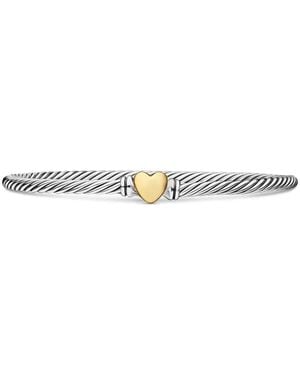 David Yurman 18K Rose And Sterling Cable Collectibles Heart Bracelet (3Mm) - White