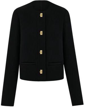 Ferragamo Wool And Cashmere Gancini Jacket - Black