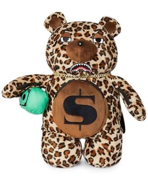 Sprayground Leopard Money Bear Backpack - White