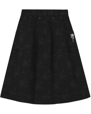 Simone Rocha Bow-Print Midi Skirt - Black