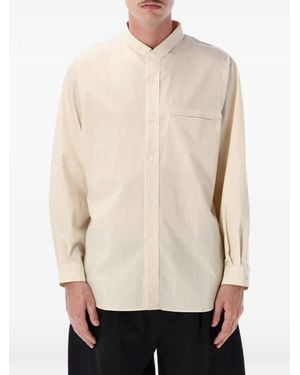 Still By Hand Band-Collar Chest-Pocket Shirt - Natural