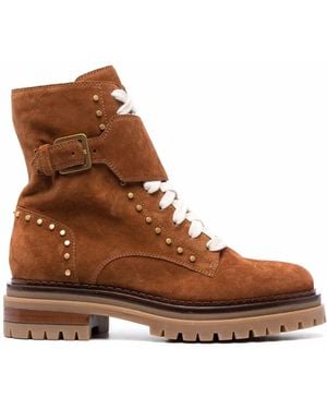 Sergio Rossi Lace-up Suede Boots - Brown