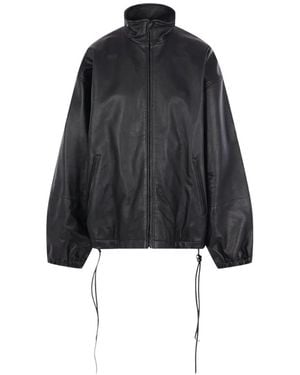 Balenciaga Lace-Up Leather Jacket - Black