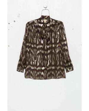 Valentino Garavani Pussy-Bow Metallic-Pattern Blouse - Multicolour