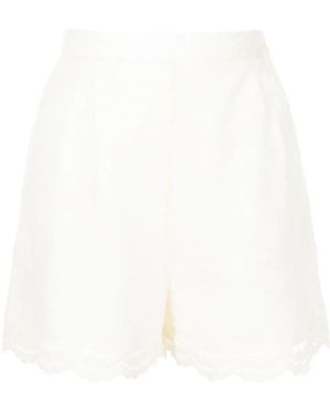Shiatzy Chen Floral Lace-Trim Shorts - White