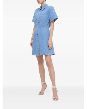 Custommade• Polka-Dot Mini Shirt Dress - Blue
