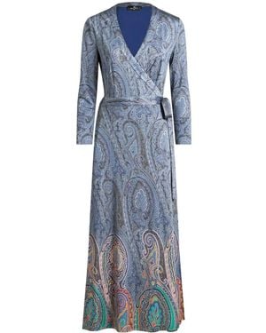 Etro ペイズリー ラップドレス - ブルー