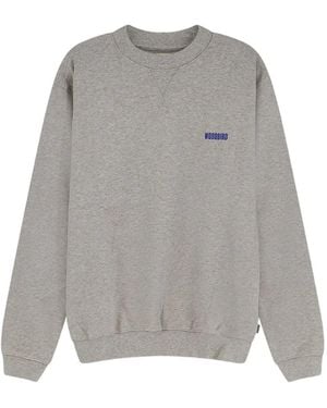 Woodbird Cane Lion Logo-Print Cotton Jumper - Grey