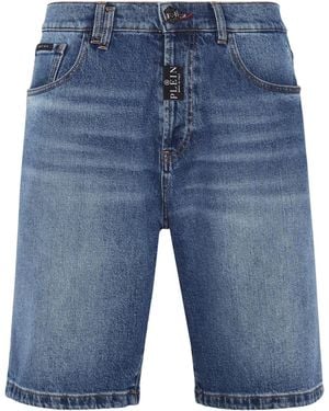 Philipp Plein Formentera Low-Rise Denim Shorts - Blue
